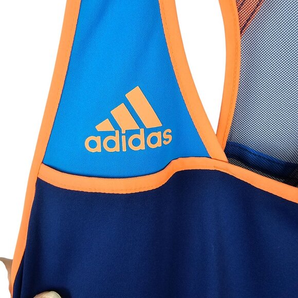 Athleisure Workout Comfy Running Tennis Dress Adidas S Blue Orange Geometric Top - Picture 11 of 14